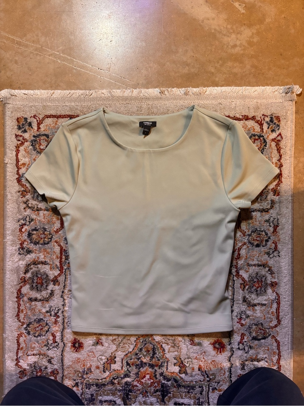 Express Short Sleeve Crew Neck Top in Sage Green